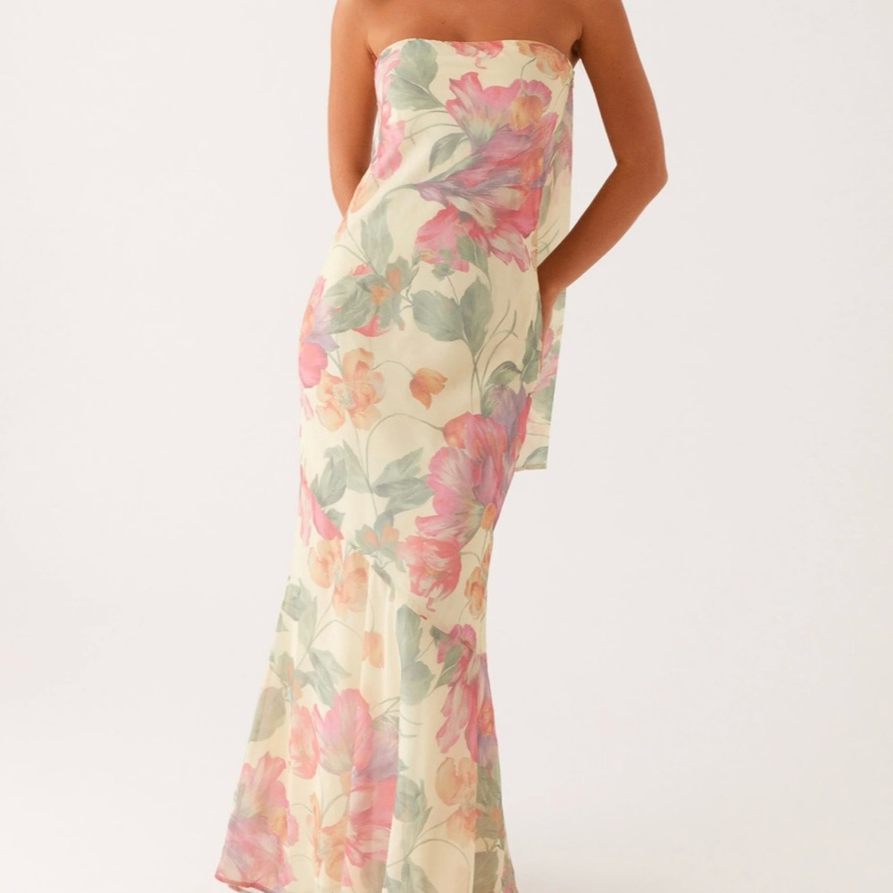 Peppermayo Pink and Green Strapless Gown for Weddings